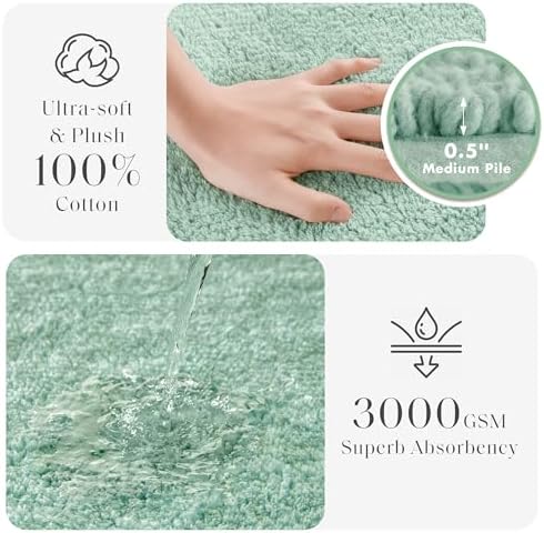 Madison Park Splendor Reversible 100% Cotton Bath Rug, 20 x 30, Green - Image 3