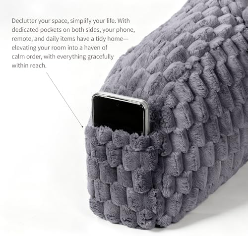 Reading Pillow for Bed, Adults Back Pillow for Sitting up, Husband Pillow for College Dorm, Back Support Cushion with arms for sit up on Couch, Sofa, and Floor,Gray - Image 3