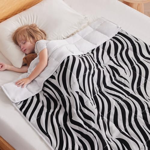 anfie Weighted Blanket (36"x48" 5lbs) Weighted Blanket Cooling Blanket for Resting,Throw Size Breathable Blanket with Premium Glass Bead(White Zebra) by anfie