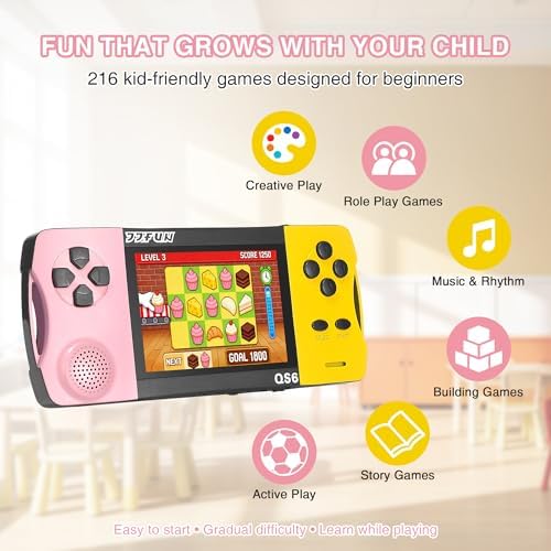 JJFUN Kids Portable Retro Handheld Game,Buit in 138 Claasic Games and 3.2'' IPS Screen, Rechargeable Portable Toy for Home/Car/Travel/On-the-go Fun, Perfect Birthday for Girls Ages 3-12 - Image 3