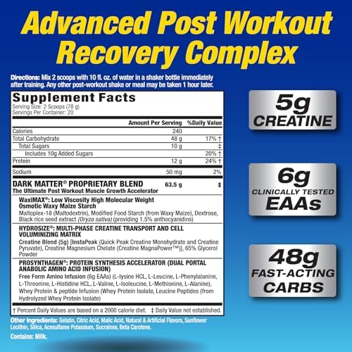 MHP Dark Matter Post-Workout Recovery Formula Creatine Orange Crush 20 Serv - Image 3