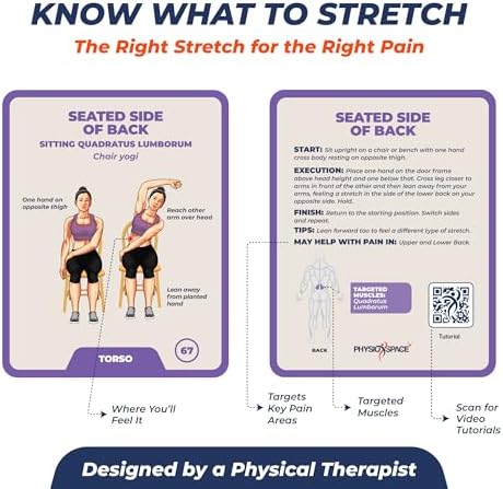 Stretching Exercise Cards – 100 Illustrated Flexibility and Mobility Flash Cards Designed by a Physical Therapist with Video Tutorials for Men and Women - Image 3