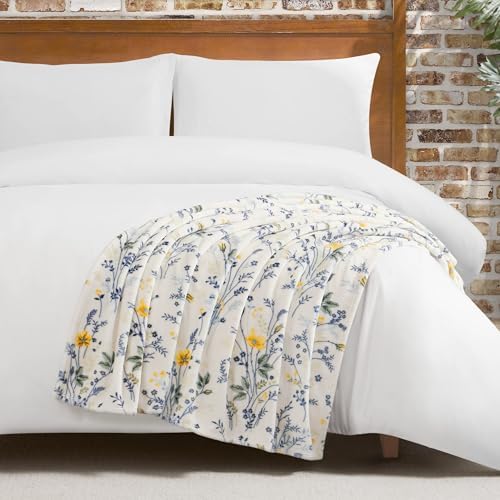 Lucky Brand Wildflower Yellow Floral 50"x70" Cozy Plush Blanket - Premium Microfiber Throw for Luxurious Comfort and Style by LuckyBrand