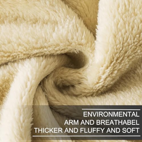 Fleece Blankets for All Season - Premium Lightweight Anti-Static Throw for Twin/Twin XL Size Bed Extra Long Soft Brush Fabric Warm Sofa Thermal Blanket 66" x 90"(Khaki) - Image 4