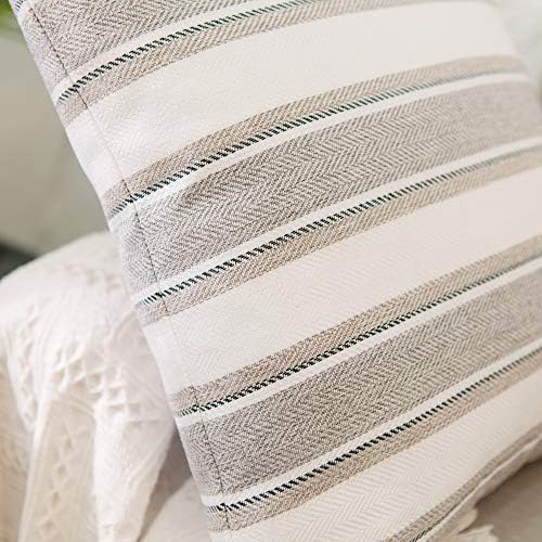 Stripe Pillow Case Soft Faux Linen Square Decorative Throw Cushion Cover Pillowcase with Hidden Zipper for Sofa Nursery Bedroom 12" x 12 " - Image 3