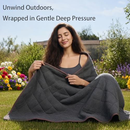 ZonLi 20lbs Weighted Blanket for Adults Sleeping, Double-Sided All Season Reversible 75D Cooling Mesh & Warm Ribbed Microfiber, 48"x72" Grey, Machine Washable - Image 3