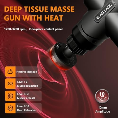 AERLANG Mini Massage Gun with Heat Birthday Gift for Him Black - Image 3