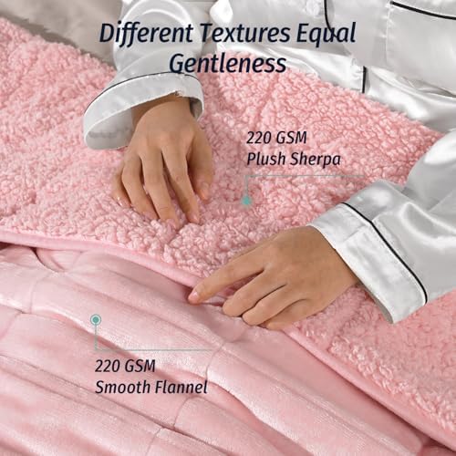 Wemore Sherpa Fleece Weighted Blanket for Adult 15 lbs Queen 60"x80" Pink - Image 2