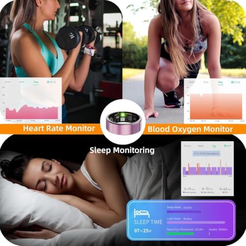 Smart Ring for Women & Men, Health Tracker Ring with Heart Rate, Blood Oxygen,Blood Pressure, IP68 Waterproof Fitness Ring, Sleep Tracker for iPhone and Android, No APP Fee - Image 3