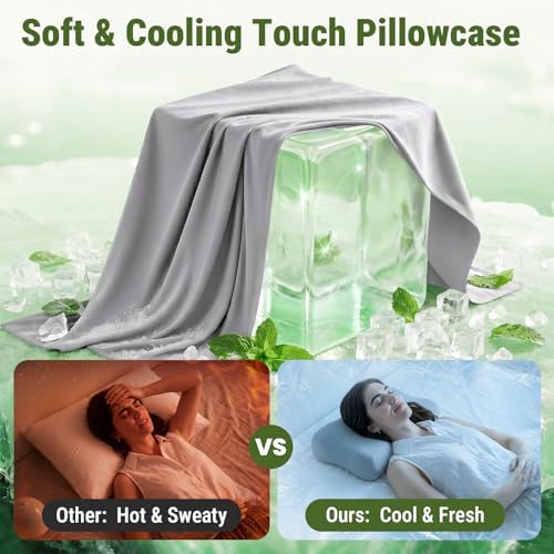 ZZ-WELL Neck Pillow for Sleeping - Memory Foam Pillows with Portable Storage Bag, Cooling Pillowcase - Soft Sleeping Pillow for Side Back Sleepers on Bed, Camping, Travel Size (Grey) - Image 7
