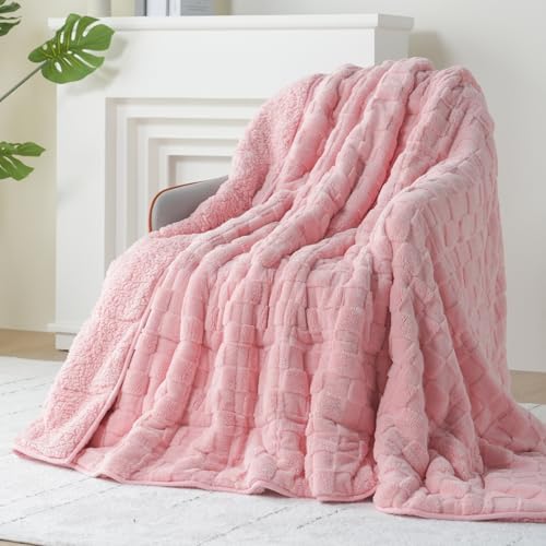 Kivik 15lbs Weighted Blanket for Adults, Checkered Fleece & Sherpa, 60"x80" by Kivik