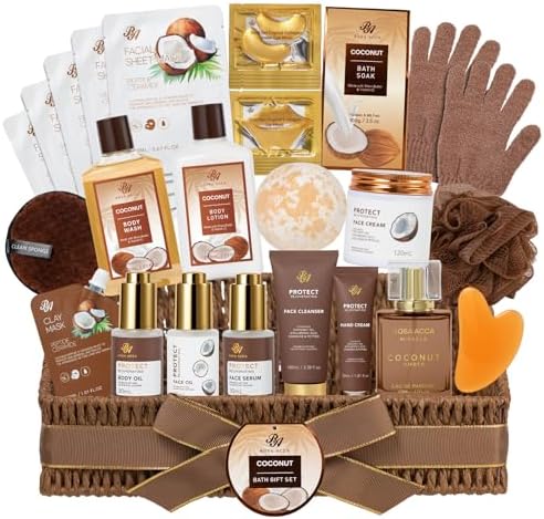 Gifts for Women & Men, 32 Pcs Coconut Vanilla Spa Gift Basket Set for Women by RAROSAACCA