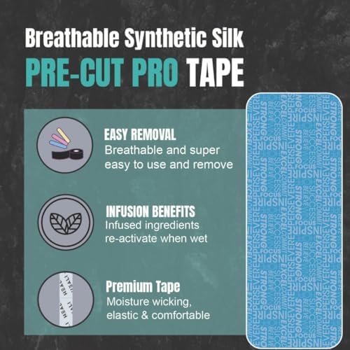 Heali Kinesiology Tape with Magnesium and Menthol, 20 Pcs Precut Strips, K Tape Roll, Knees, Physical Therapy Sports Tape for Muscles and Joints, Water Resistant, Blue Inspo - Image 2
