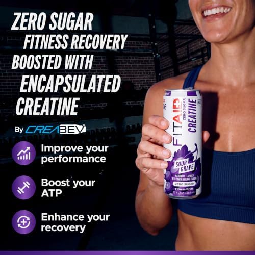 FITAID Creatine Recovery Drink, Electrolytes, Zero Sugar, Sour Grape, 4pk - Image 4