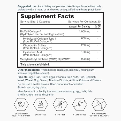 Nature's Lab Hyaluronic Acid with Biocell Collagen and MSM - Skin Hydration, Joint Health - 60 Capsules (20 Day Supply) - Image 5