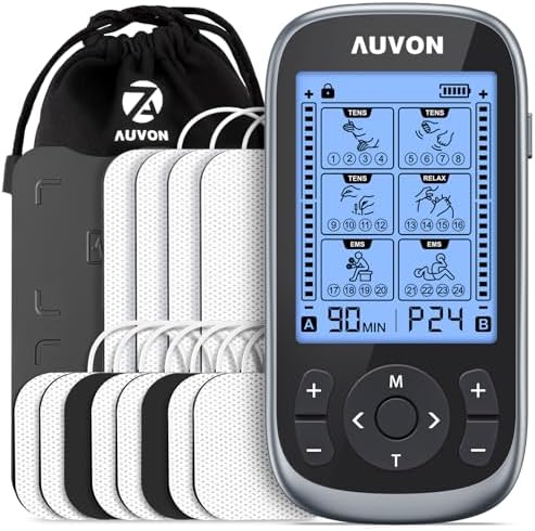 AUVON 3-in-1 TENS Unit Muscle Stimulator, 40 Levels for Gradual Pain Relief by AUVON