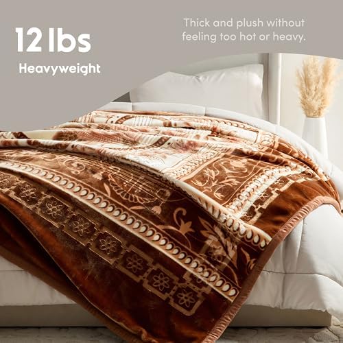 Nestl Korean Mink Blanket King Size - 12 Lbs Velvet Fleece Korean Blanket - 2 Ply Warm & Thick Winter Blanket - Wrinkle & Fade Resistant - 87 x 94 Inches (Brown) - Image 4