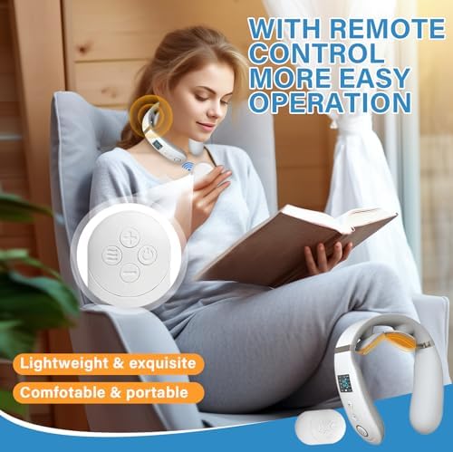 CURECURE Neck Massager for Pain Relief Deep Tissue, Electric Neck Massager with Heat and 10 Massage Patterns & 16 Intensity Steps, Compact and Travel-Friendly, Great for Comfort, White - Image 3