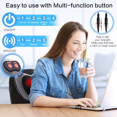 Papillon Back Massager with Heat,Shiatsu Pillow for Body Pain Relief Gray - Image 2
