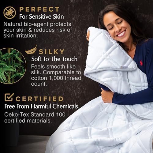 Aricove Cooling Weighted Blanket for Adults, 30lbs, Queen/King Size, 80x87 inches, Silky Soft Bamboo Viscose, Machine Washable, White - Image 4