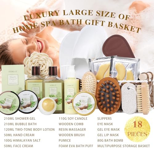 Coconut Vanilla Spa Gift Basket for Women & Men, 20Pcs - Image 2