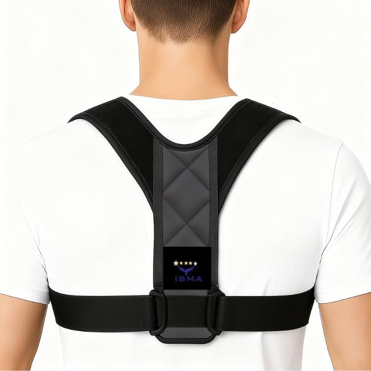 ISMA Posture Corrector for Women & Men, Adjustable Back Brace Posture Corrector, Upper Back & Shoulder Brace, Back Straightener for Better Posture, Breathable Clavicle Support for Everyday Wear by Unknown