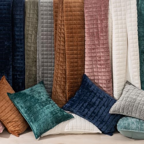 RECYCO Channel Box Stitch Velvet Quilt Set, King Size, Terracotta - Image 6