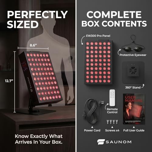 Red Light Therapy Panel – 660nm Red & 850nm Near Infrared Light Therapy Device, LED Light Therapy Lamp for Face & Body, 60 LEDs, Timer, Stand, Carrying Handle - Image 6
