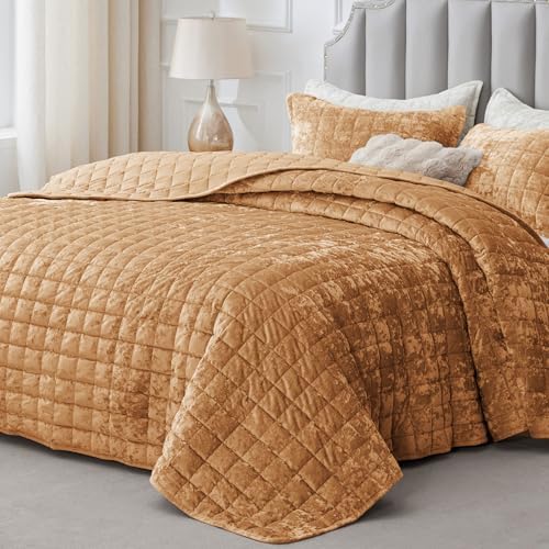 BEDELITE Velvet Quilt Set Queen Size, Luxury Velvet Comforter Bedding by BEDELITE