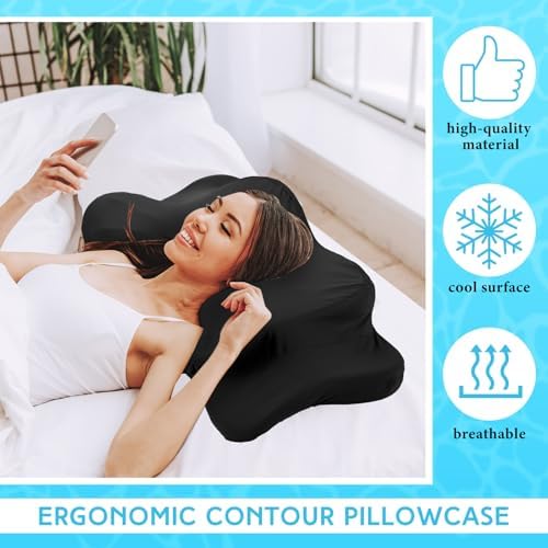 Hahafelt Cooling Cervical Neck Pillowcase,Black,Queen Size - Image 4