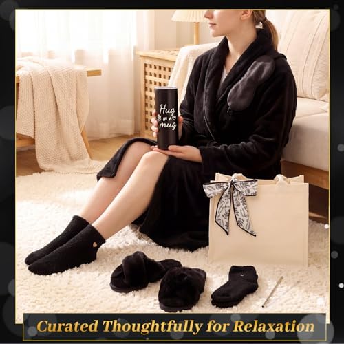 Patelai 7 Pcs Birthday Gifts for Women Spa Robe and Slippers Set Self Care Gift Basket for Women Spa Gift Basket for Friend - Image 5