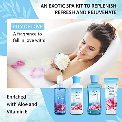 Bath & Body Kit, 3 Fl Oz, Ideal Skincare Gift Home Spa Set, Includes Body Lotion, Shower Gel, Body Cream, and Fragrance Mist, Birthday Mother's Valentine's Day Gifts(City of Love) - Image 2
