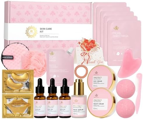 Mother's Day Gifts for Mom, Rose 23 Pcs Facial Skin Care Set, Bath and Body Gifts Basket Set for Women, Home Spa Set, Self-Care Set, Face Oil, Birthday, Christmas, Valentines, Girlfriend, Anniversary by RAROSAACCA
