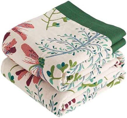 VANJOROY Boho Throw Blanket, 100% Organic Cotton Breathable Ultra Soft 91" x 98" Bed Quilt Throw - All Season Floral Rustic Farmhouse Decor Luxury Reversible Blanket for Sofa Couch Chair and Gift by CHOOSEVANJOROYENJOYAMORECOMFORTABLEFEELING