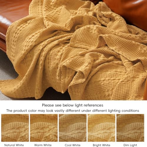 PHF Lightweight 100% Cotton Waffle Blanket for Bed, Queen, Pumpkin Orange - Image 6