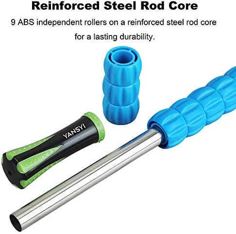 YANSYI Professional 9-Roller Deep Tissue Massage Stick - Portable Muscle Recovery Roller for Athletes, Relieves Post-Workout Soreness & Leg/Back Pain - Portable Physio Tool (Blue 2) - Image 5