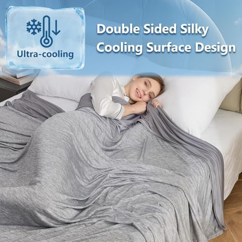 CHOSHOME Cooling Blanket for Hot Sleepers - Summer Blanket Thin Soft Lightweight Breathable Double Side Enhanced Cooling for Hot Flashes, Night Sweats, Bed, Couch (Grey, 90 x 108 inches) - Image 3