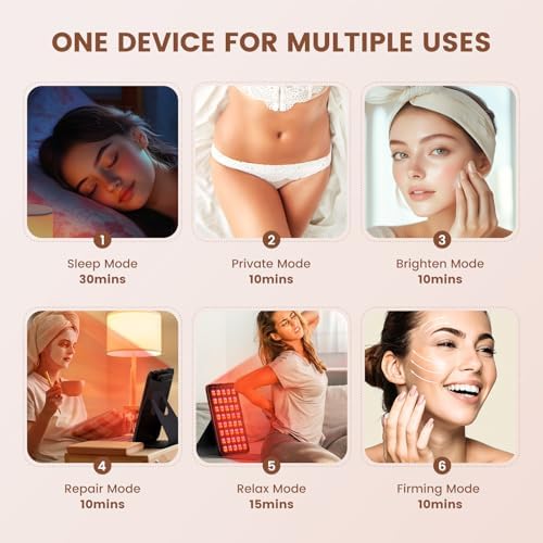 INTEO Red Light Therapy for Face and Body, Portable Red Light Therapy with Protective Goggles, 850nm Infrared Red Light Therapy with 6 Modes - Image 2