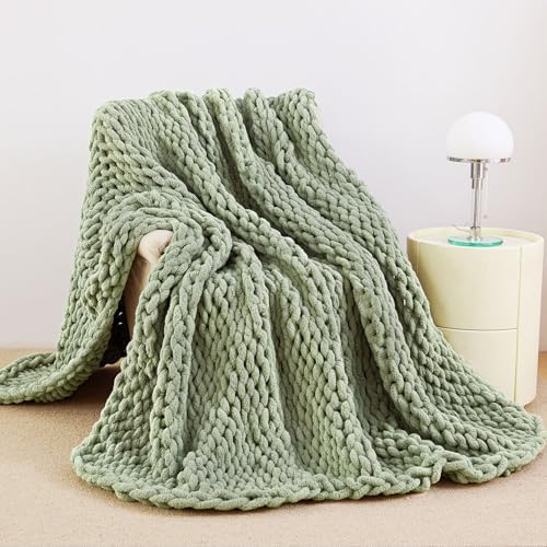 Chunky Knit Blanket Throw for Couch, 40"x50" Chunky Yarn Knitted Blankets by Admitrack
