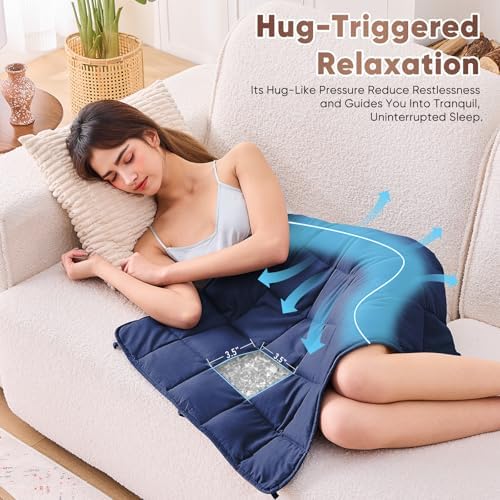 Weighted Blanket for Adults 5lbs, 29"x33", Cooling Heavy Throw Blanket, Microfiber Soft Big Blankets Weighted Comforter, Navy - Image 3