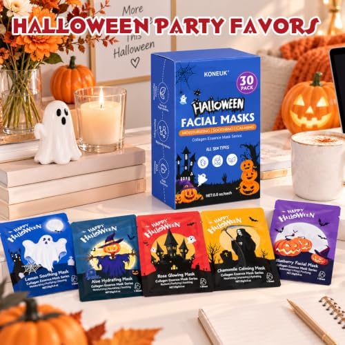 KONEUK 30 Pack Halloween Face Mask Set, Hydrating Sheet Facial Mask - Image 7