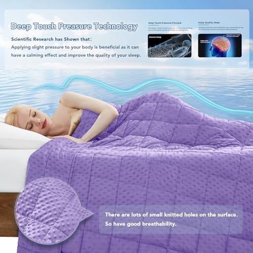 Topcee Weighted Blanket for Adults (20lbs 60"x80"), Minky Dots Heavy Blanket for Woman, Man Sleeping, Soft, Cozy and Cooling Weighted Throw Blankets, Machine Washable, Purple - Image 3