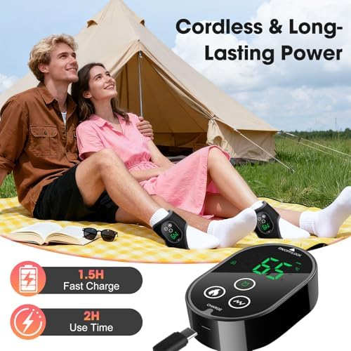 2-Pack Cordless Foot Massager for Neuropathy, Ankle Massager for Pain Relief, Feet Massager, HSA Eligible FSA, Ankle Heating Pad with Massage, 4 Heat Levels, 3 Massage, Black - Image 6