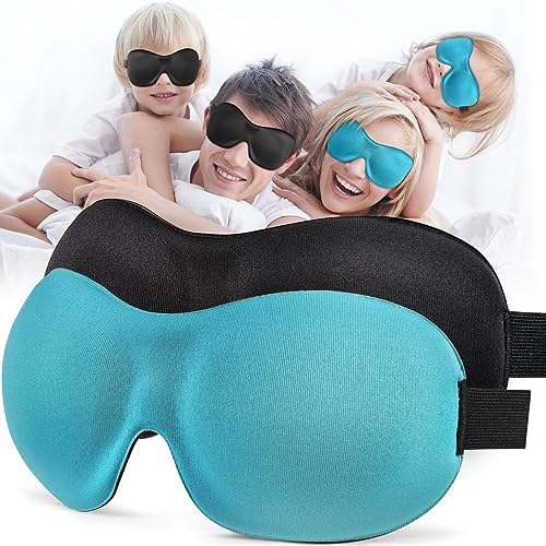 Sleep Mask SleepFun Invisible Alar Deep Orbit 3D Eye Mask Ultra Lightweight & Comfortable Sleeping Mask for Travel, Nap, Shift Works, Black & Blue - Image 2