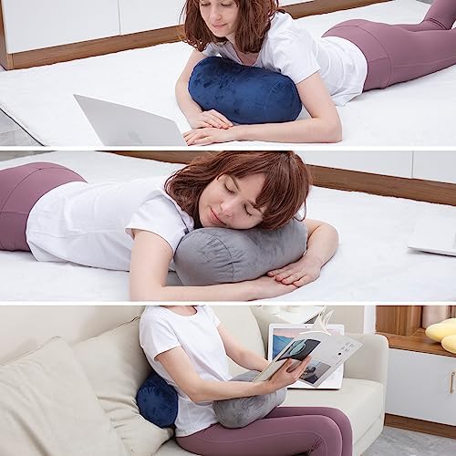 1 MIDDLE ONE Round Cylinder Bolster Pillow with Removable Velvet Cover, Tube Roll Cervical Pillow for Head, Neck, Back and Legs Support, 13" x 6", Grey - Image 4