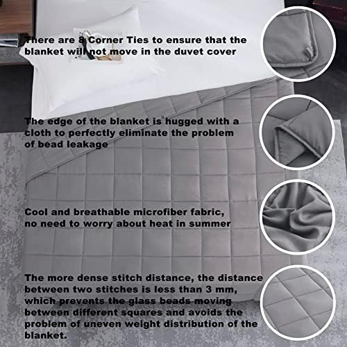 L'AGRATY King Size Weighted Blanket for Adults 25lbs, 88"x104" Cooling Heavy Blanket Microfiber Breathable Big Weighted Throw Blanket for Couple Summer Fall Winter, Light Grey - Image 3