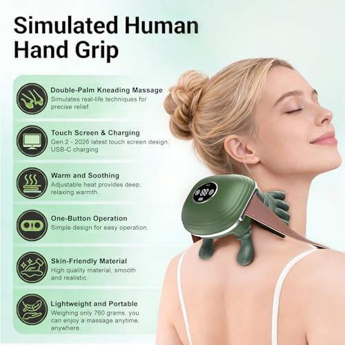 Shoulder & Neck Massager with Heat, Bionic Neck Massager for Pain Relief Deep Tissue, 4D Kneading Fingers, LCD Display & Adjustable Intensity, Relaxation Muscle Tension, Ideal Gift for Men and Women - Image 2