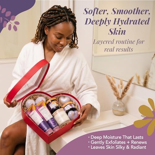 Mom Gifts Set Saavy Naturals - Plant-based Ingredients 9-Piece Spa Gift Set – Body Wash, Scrub & More –, Luxurious Spa Gift Basket for Women & Men –(Mothers Day Gifts – Lavender Chamomile) - Image 4