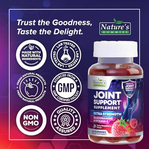 Joint Support Gummies - Extra Strength Glucosamine Gummy Supports Flexibility, Joint & Cartilage Health for Back, Knees, Hands - Natural Vitamin E for Immune Support for Women & Men - 60 Gummies - Image 4