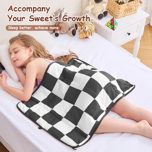 yescool Black Checkered Weighted Lap Pad 2 Pounds Cooling Weighted Lap Blanket, Plaid Small Weighted Blanket, Weighted Throw Blankets Gifts for Travel Indoor Outdoor, 20"x30" - Image 5